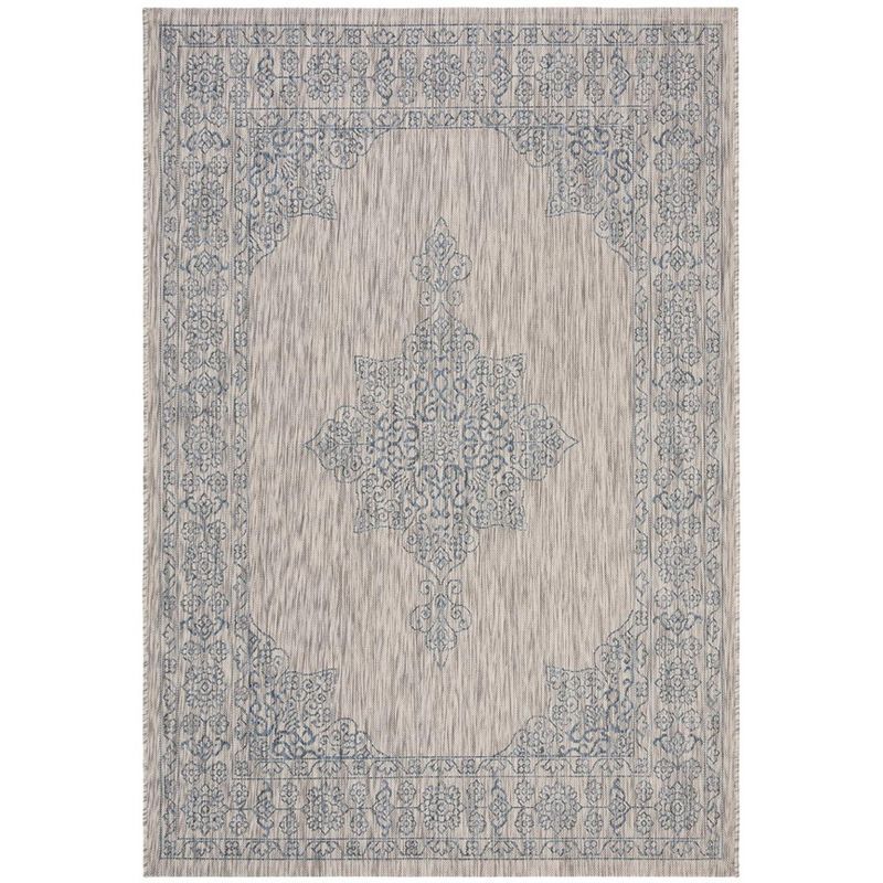 Sleek Gray Synthetic 59" Reversible Outdoor Rug