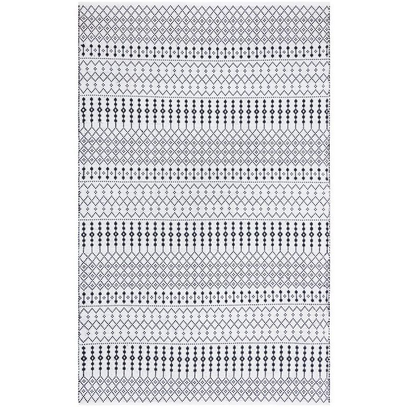 Black and White 4' x 6' Handmade Flat Woven Kilim Rug