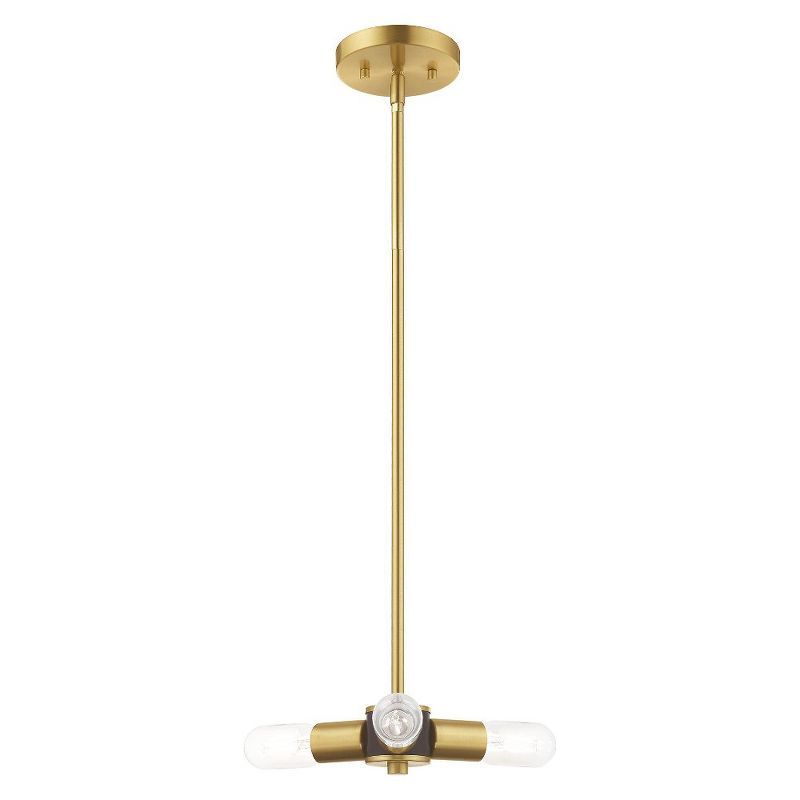 Satin Brass Mini 3-Light Industrial Chandelier