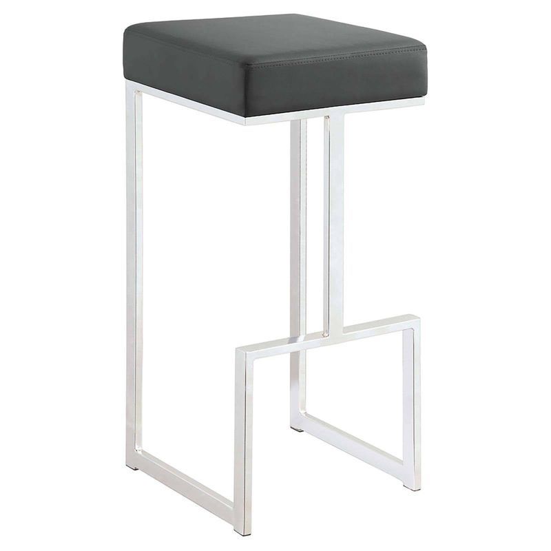 Sleek 31" Dark Gray Vegan Leather and Chrome Bar Stool