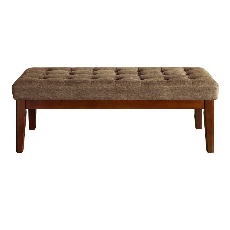 Claire Tufted Desert Tan Upholstered Bedroom Bench with Wooden Legs