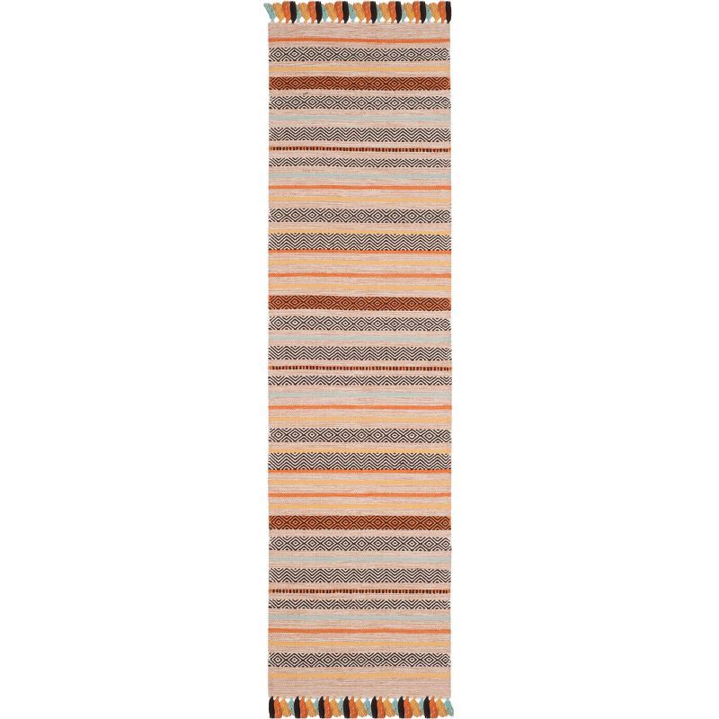 Coastal Charm Beige Stripe Hand-Woven Wool & Cotton Runner Rug 2'3" x 8'