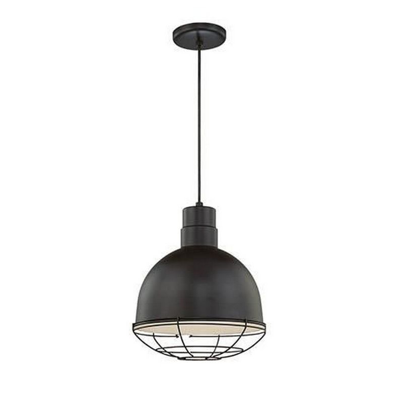 Satin Black Glass LED Indoor/Outdoor Bowl Pendant Light