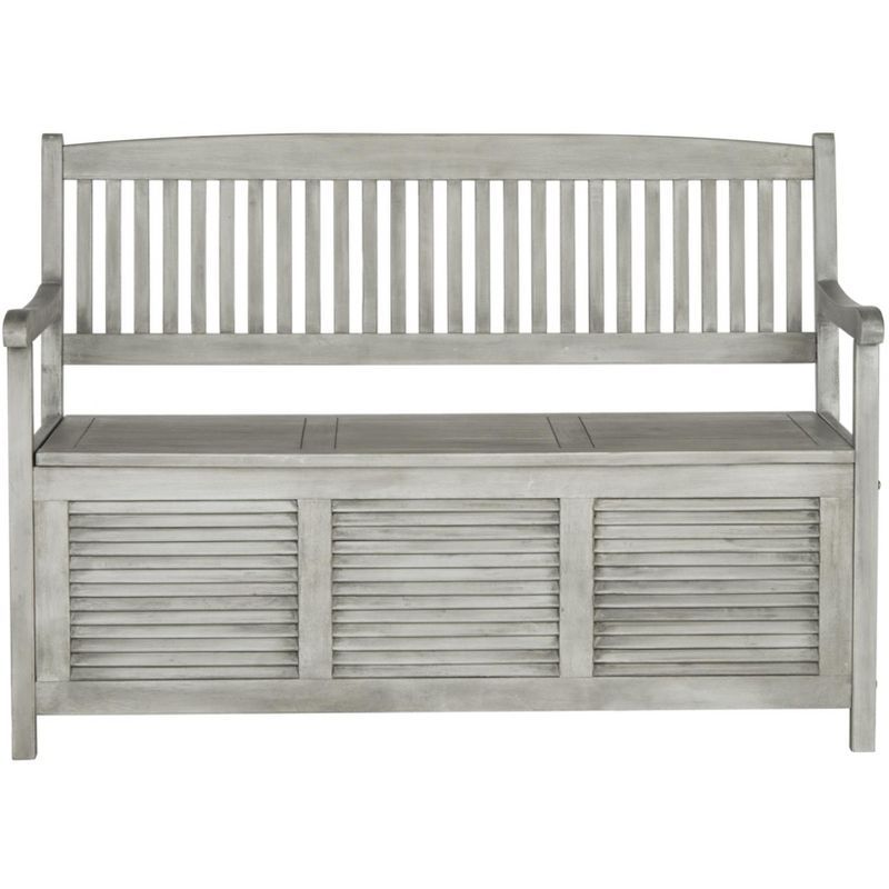 Transitional Gray Acacia Wood Storage Bench - 50"