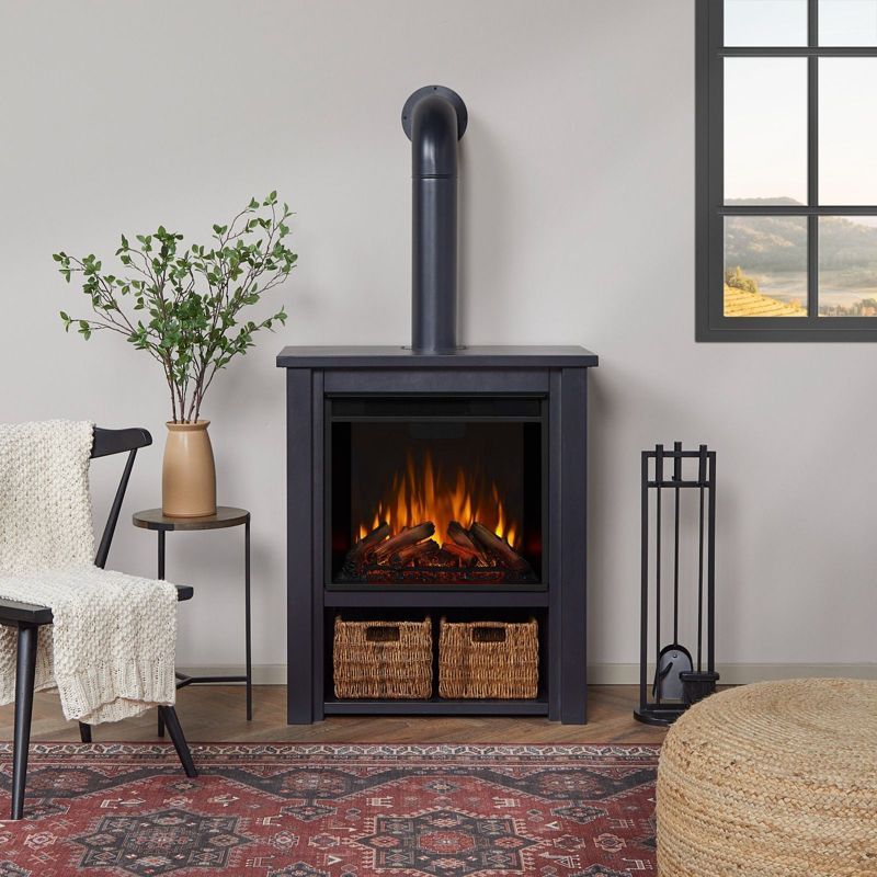 Hollis 32" Black Electric Fireplace with Mantel