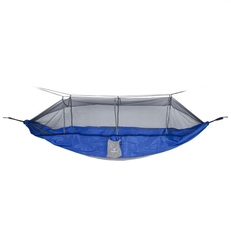 Blue Nylon Camping Hammock with Mosquito Netting