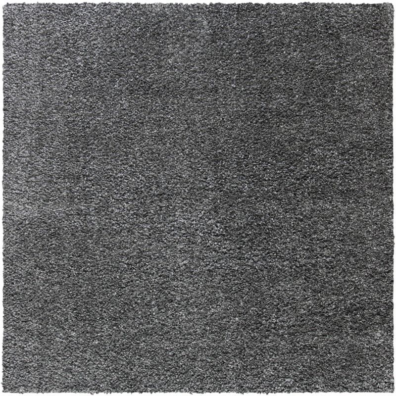 Cozy Luxe Gray Square Shag Area Rug, 5' x 5', Synthetic Easy Care