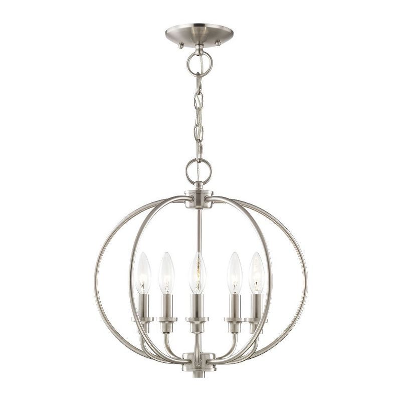 Mini Nickel Round Steel Candle Chandelier Light