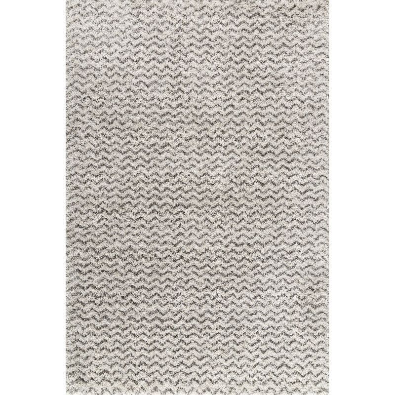 Ivory Chevron Handmade Shag 5' x 8' Area Rug