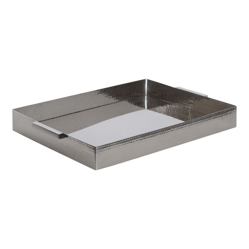 Samana Silver Hammered Stainless Steel Rectangular Tray