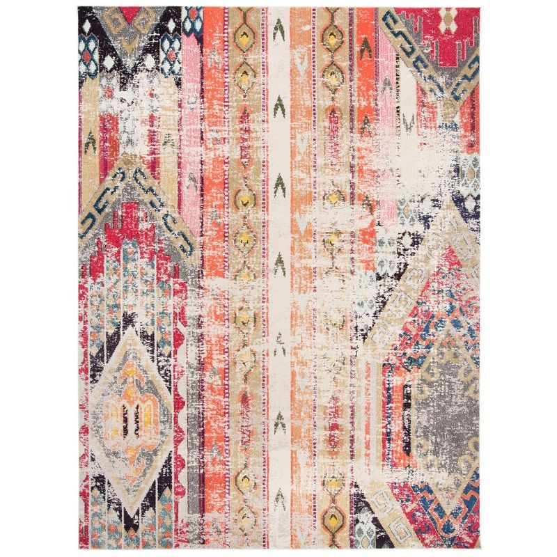 Bohemian Flair Light Grey & Multicolor 10' x 14' Synthetic Area Rug