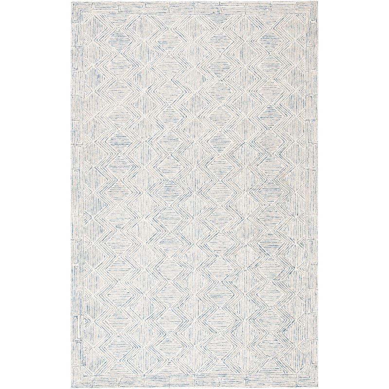 Handmade Blue Wool Tufted 5' x 8' Area Rug