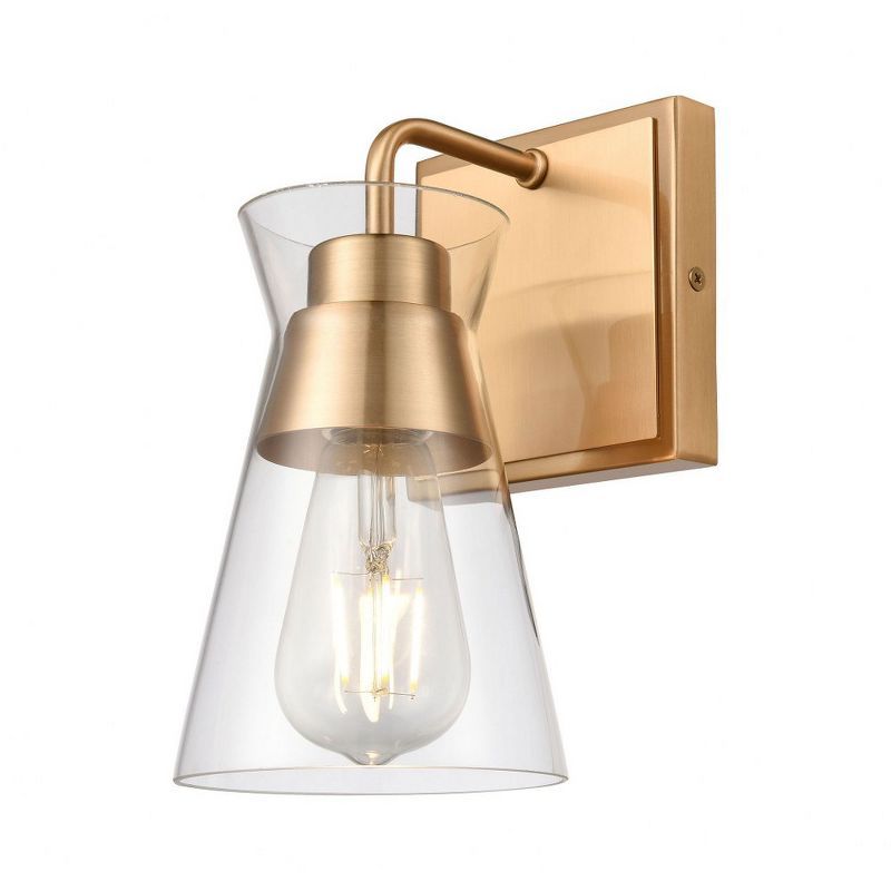 Brookville Burnished Brass 1-Light Outdoor Wall Sconce with Clear Glass Shade