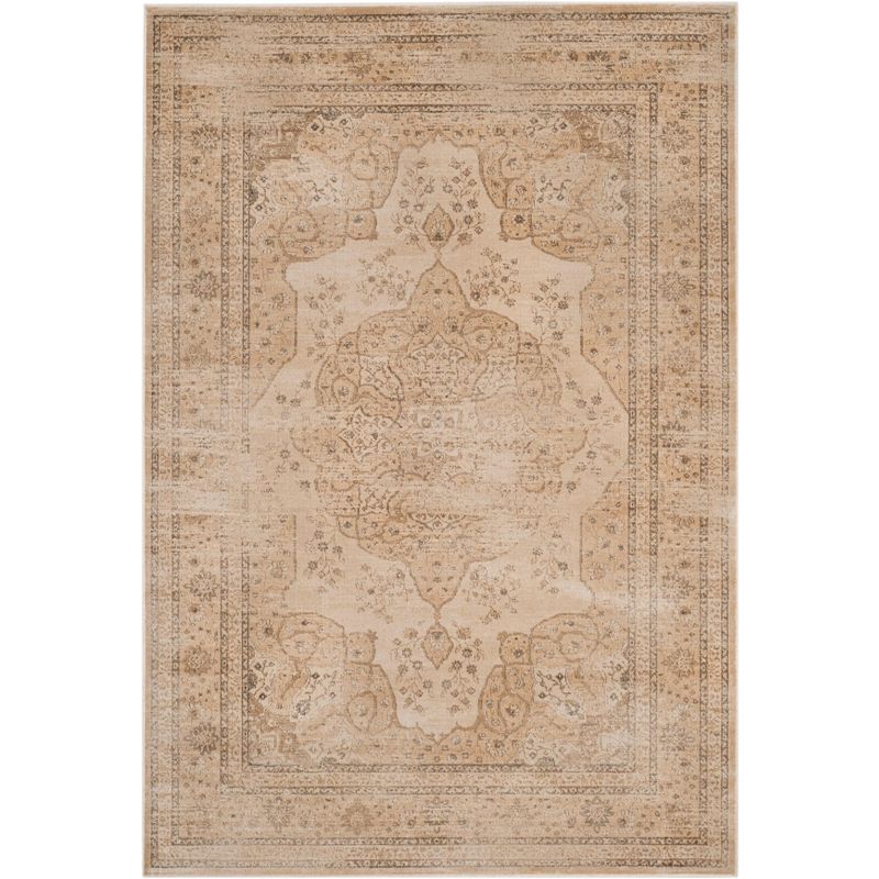 Elegant Cream Vintage Viscose 5'3" x 7'6" Area Rug