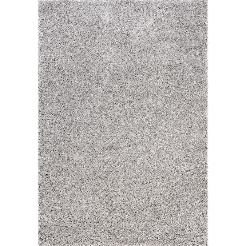 Silver Rectangular Shag Area Rug 12x18 Feet