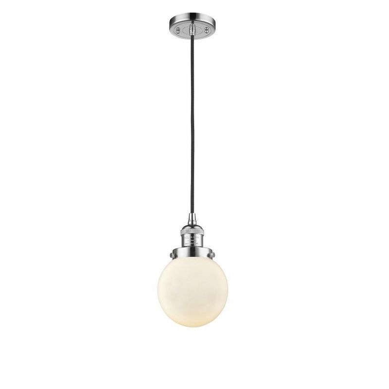 Polished Chrome Mini Globe Pendant with Matte White Glass