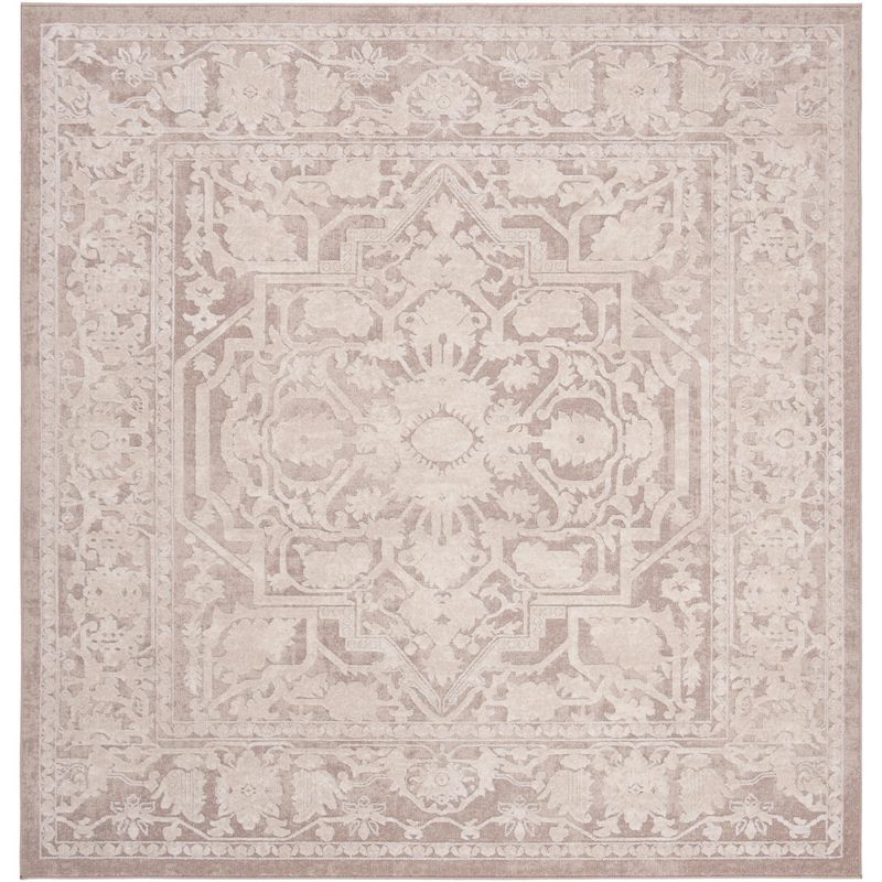 Beige and Cream Hand-knotted Floral Rectangular Area Rug