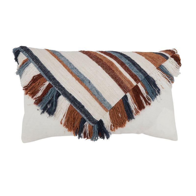 Fringe Fantasy Multicolor Cotton Throw Pillow