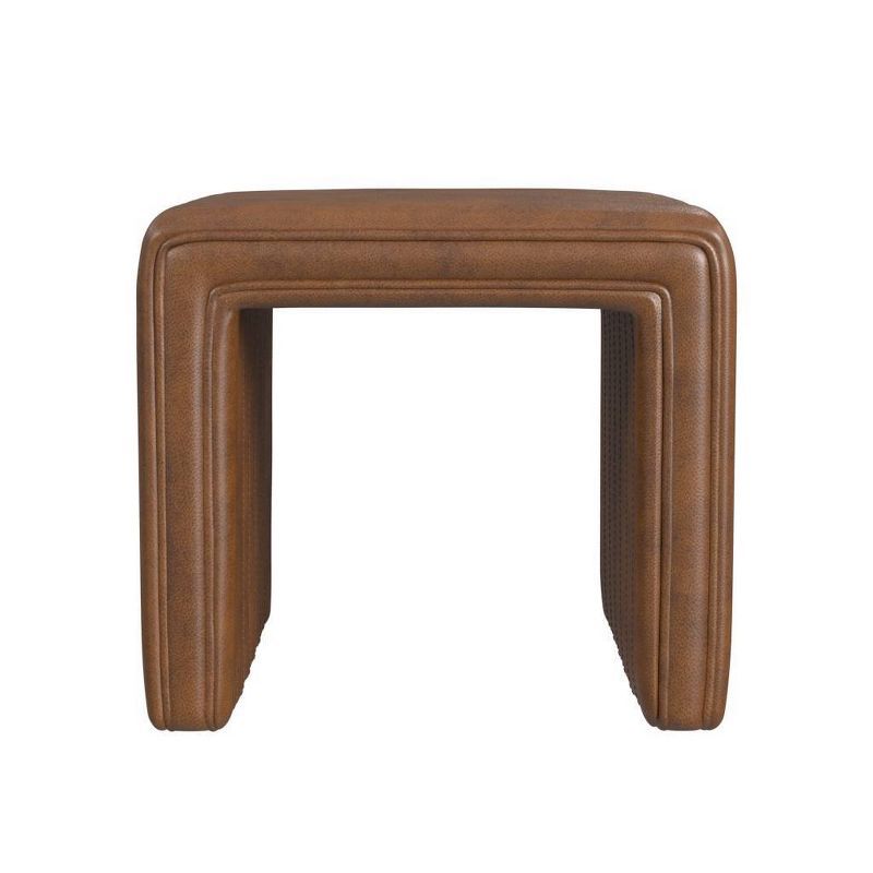 Brown Faux Leather Tufted Square Accent Ottoman