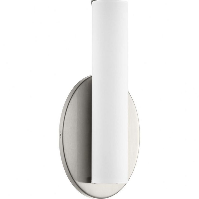 Brushed Nickel Cylinder LED Wall Sconce with Opal Glass