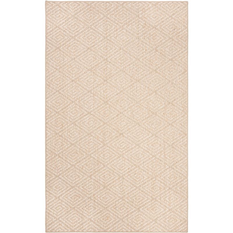 Beige Geometric Hand-knotted Sisal 4' x 6' Rug