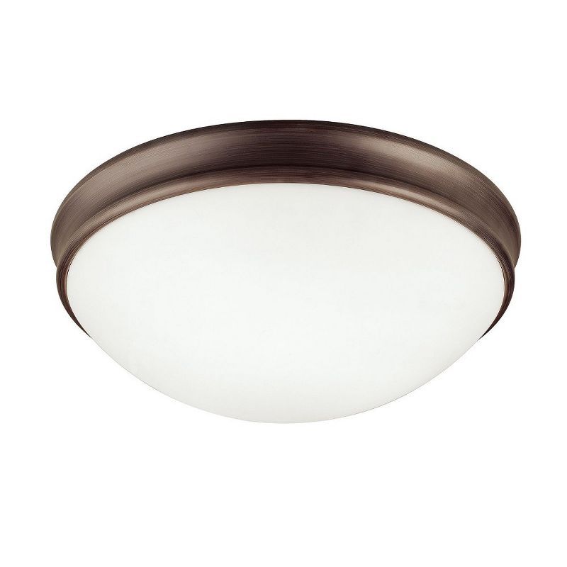 Oil Rubbed Bronze 3-Light Flush Mount with White Glass