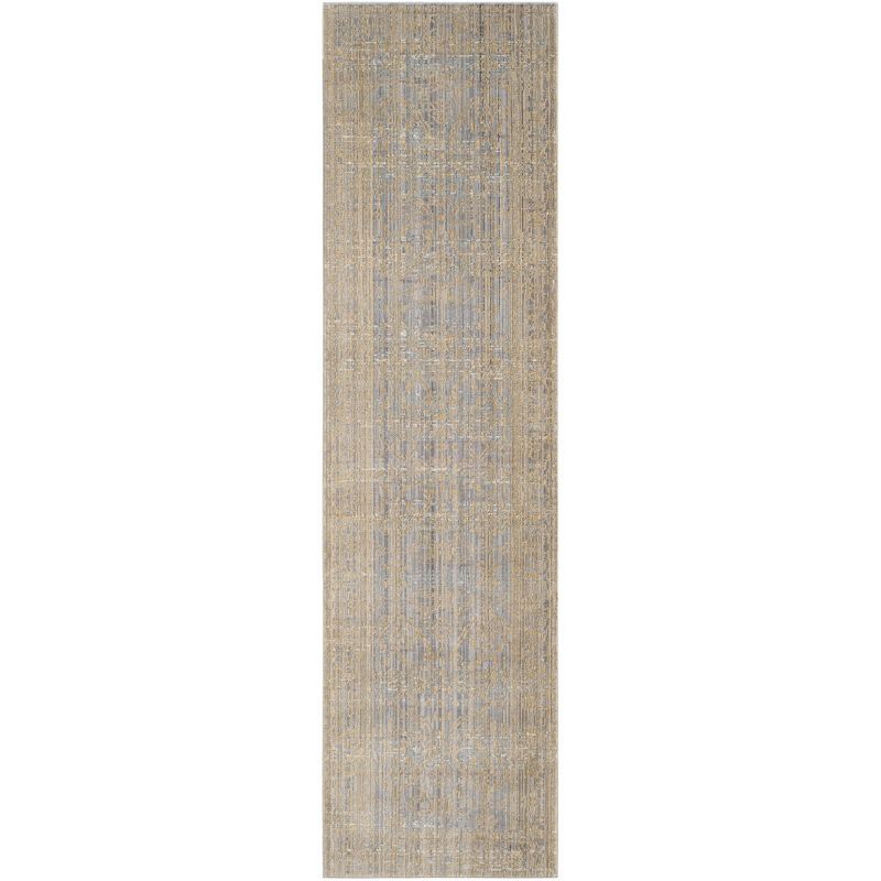 Valencia Gray and Gold Synthetic Runner Rug, 2'3" x 8'