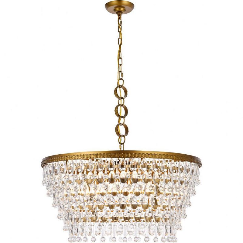 Nordic Brass and Crystal 6-Light Chandelier