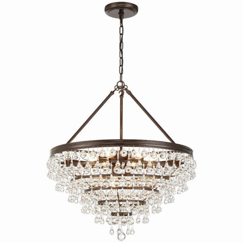 Vibrant Bronze 8-Light Crystal Chandelier with Clear Drops