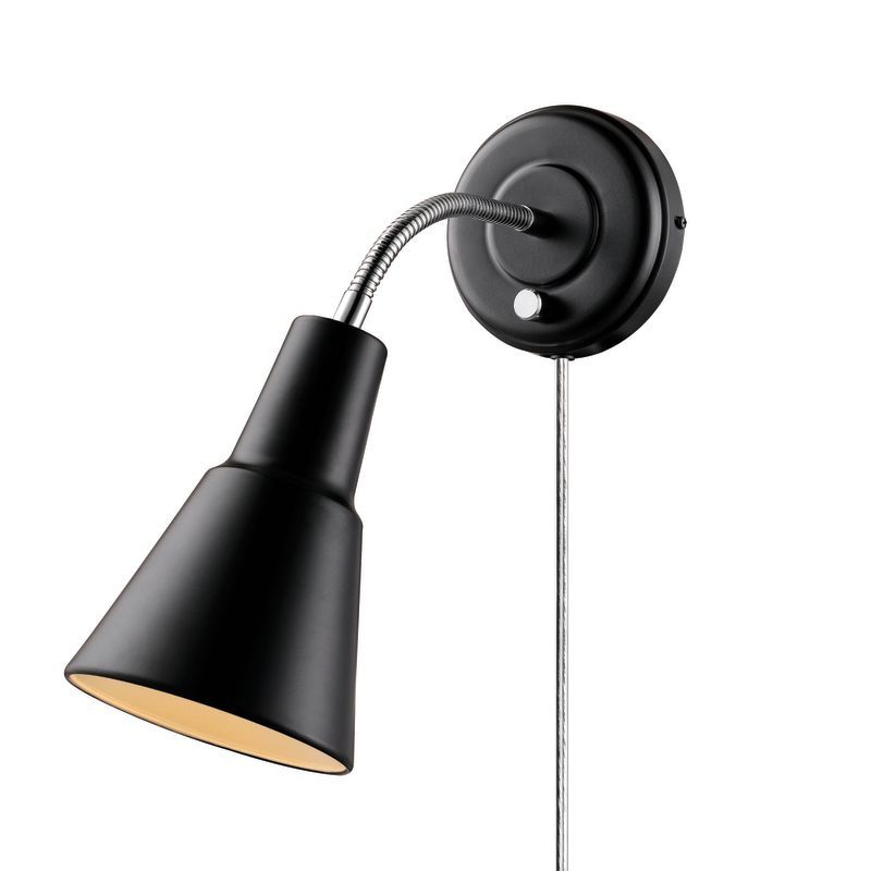 Matte Black 5'' Metal Dimmable Wall Sconce, Modern Design