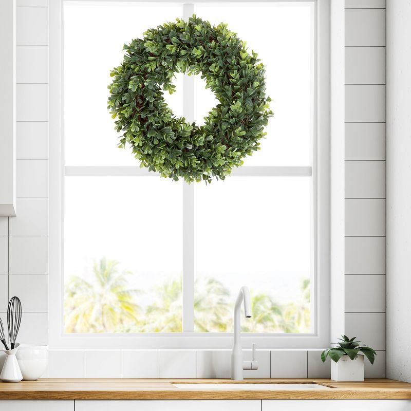 12-Inch UV Resistant Artificial Boxwood Wreath for All Seasons