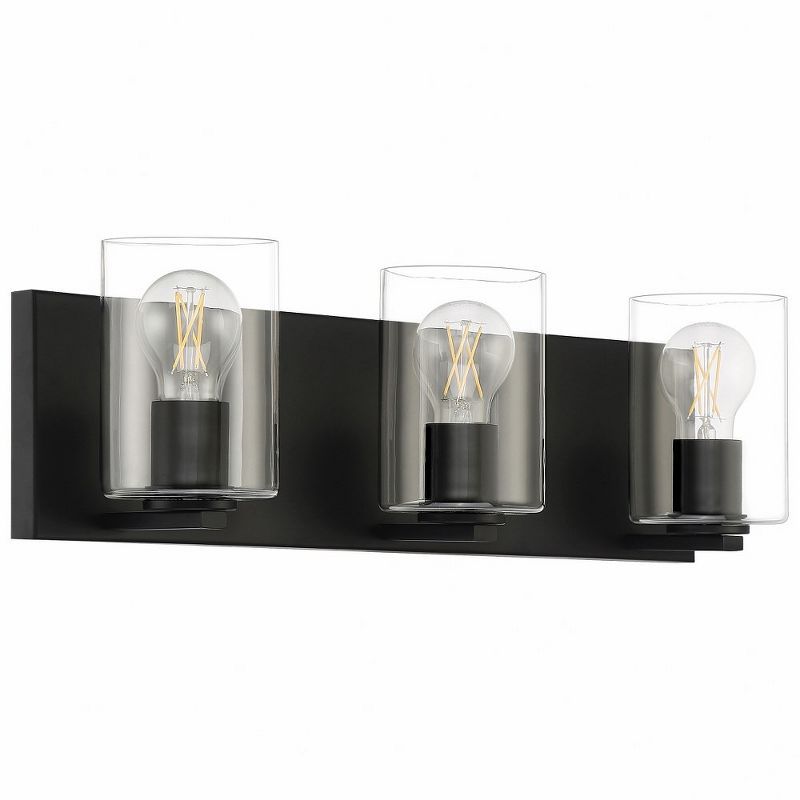 Oslo Matte Black Cylinder 3-Light LED Vanity Wall Sconce