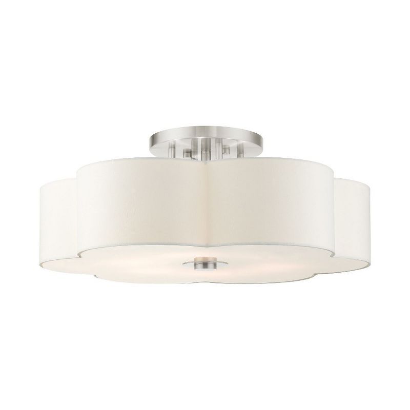 Chelsea Brushed Nickel 6-Light Semi-Flush Mount with Scalloped Shade