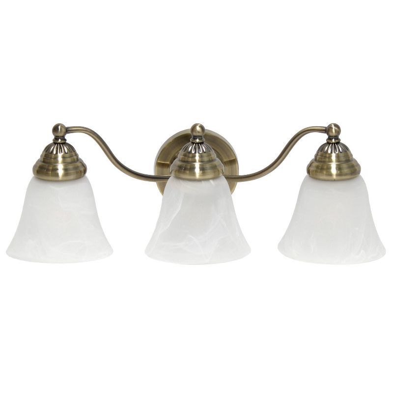 Antique Brass 3-Light Vanity with Alabaster Glass Shades