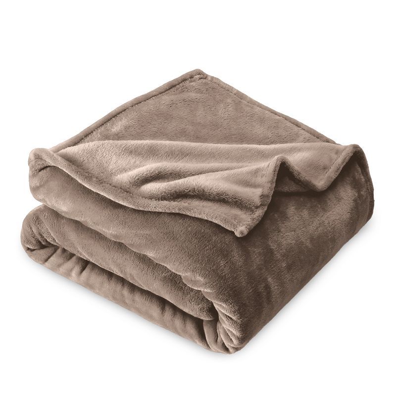 Taupe Microplush Fleece Full/Queen Reversible Blanket