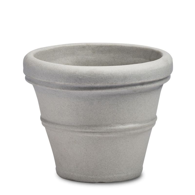Weathered Stone Resin Rolled-Rim Planter, 11.42"x9.21"