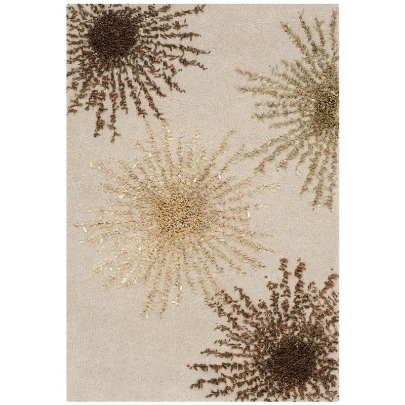 Beige Handmade Wool and Viscose Tufted Area Rug