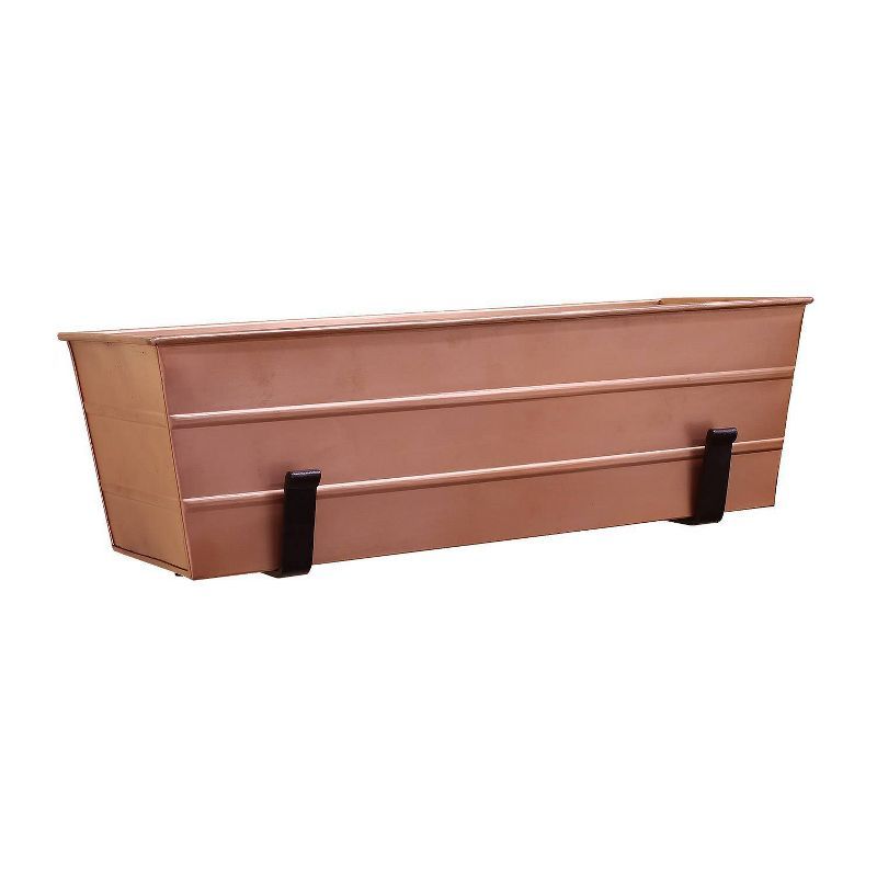 Medium Copper Galvanized Steel Flower Box with Wall Brackets