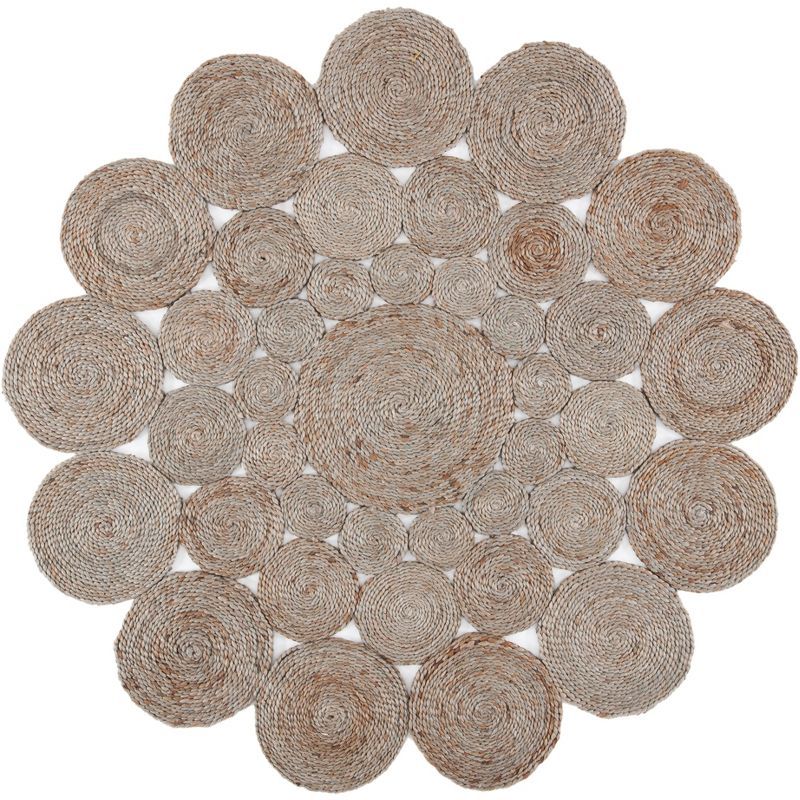 Handmade Round Gray Jute Non-slip Area Rug