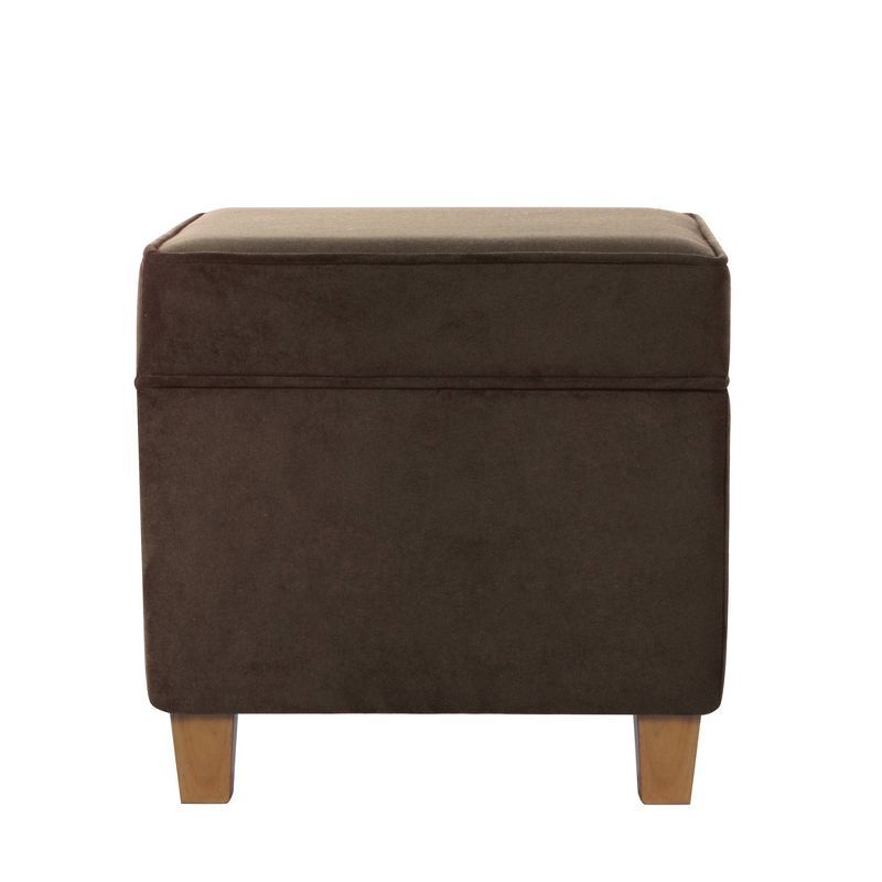 Chocolate Brown Velvet Square Storage Ottoman with Honey Oak Legs