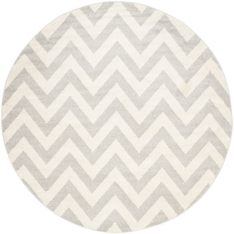 Reversible Gray Cotton-Synthetic 9' Round Washable Rug