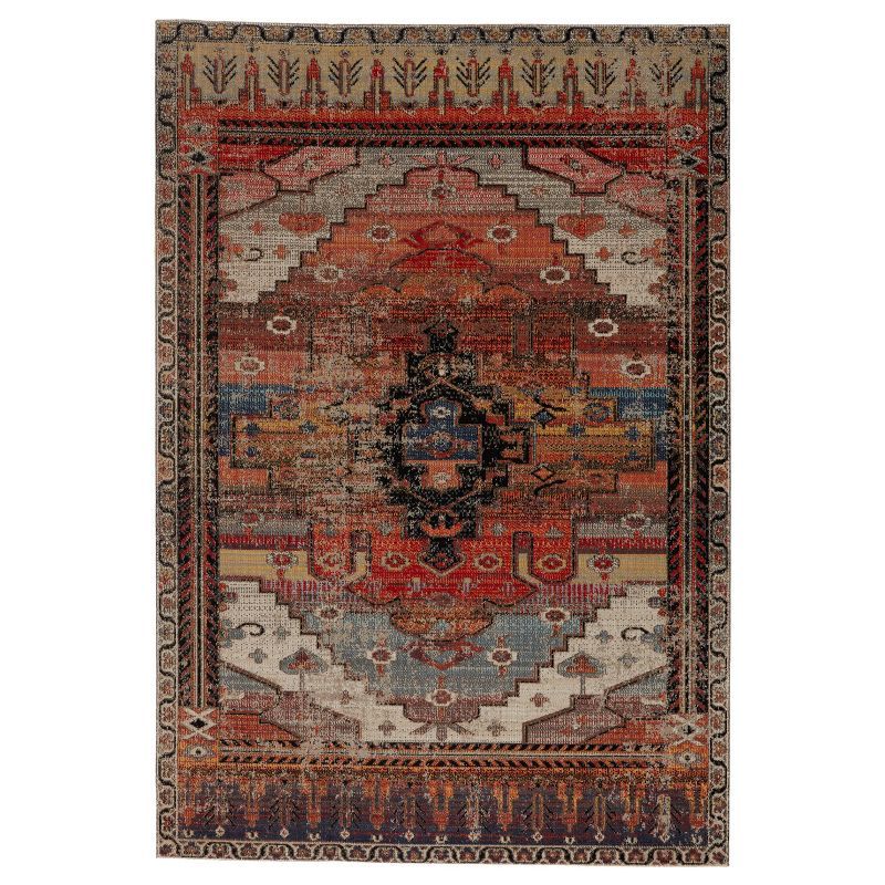 Multicolor Medallion Synthetic Indoor/Outdoor Area Rug