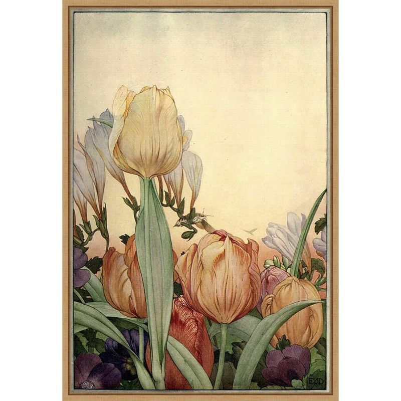 Muted Floral Garden Fantasy Canvas Wall Art