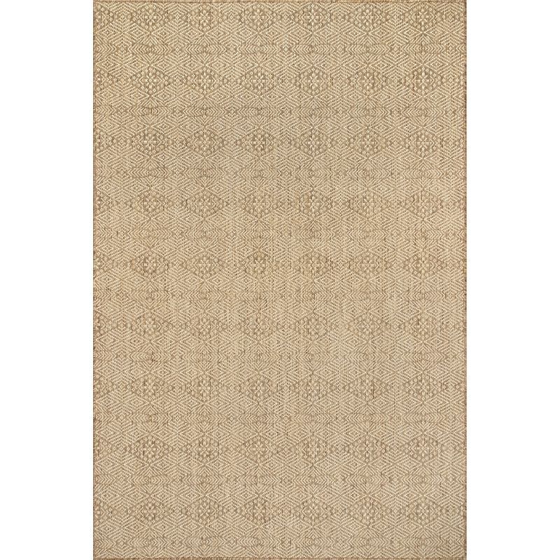 Modern Gray Synthetic 4' x 6' Easy-Care Indoor/Outdoor Rug