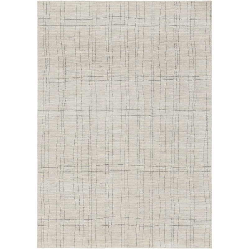 Ivory and Grey Abstract 4' x 6' Synthetic Area Rug