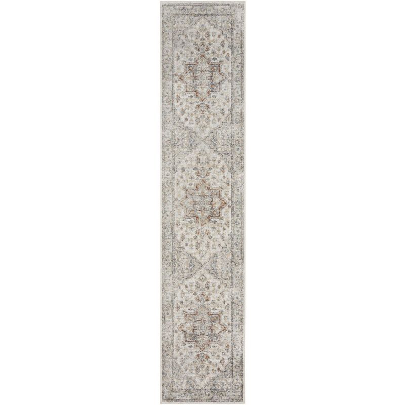 Grey Multicolor Floral Synthetic Runner Rug 2'2" x 10'