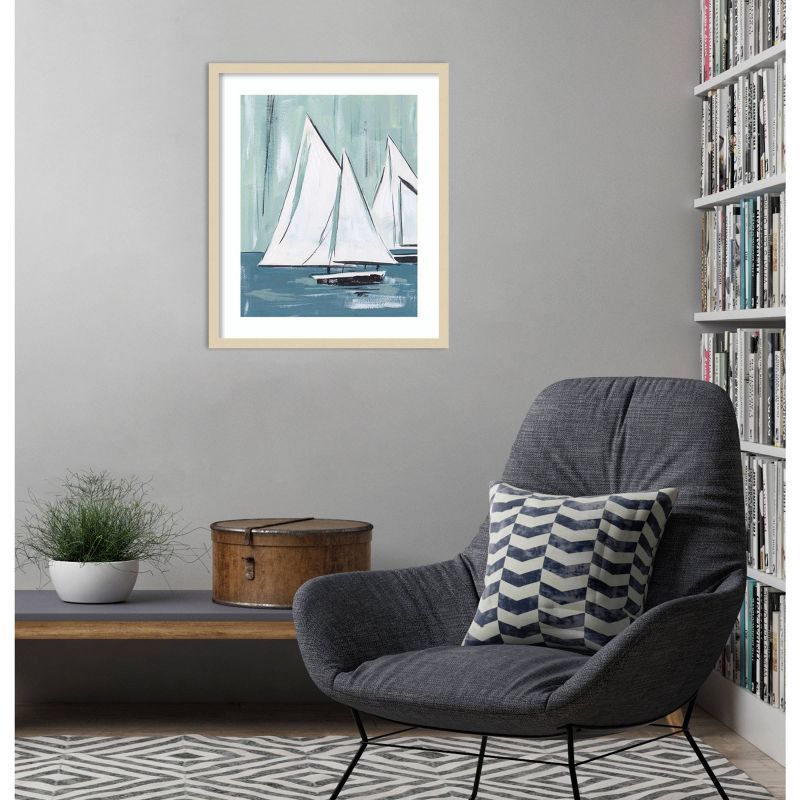 Svelte Natural Framed Abstract Sailing Print by Melissa Wang