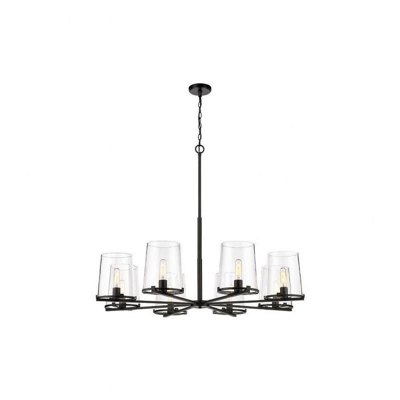 Callista 44" Matte Black Steel 8-Light Wagon Wheel Chandelier