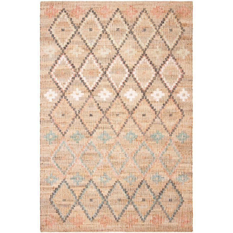 Natural and Blue Handwoven Wool Kilim Area Rug