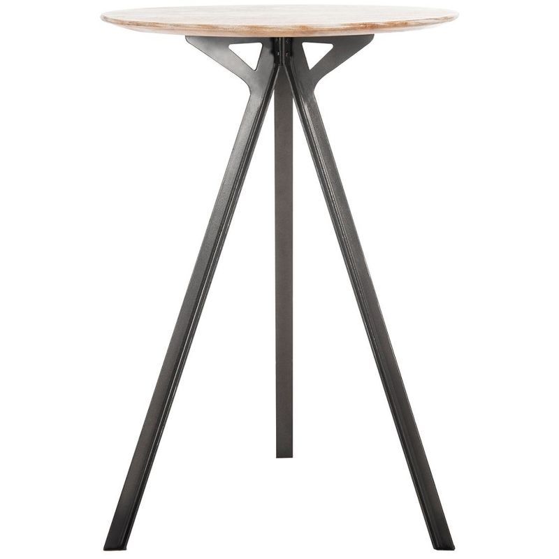 Axel 28" Gray Wash and Black Round Wood Pub Table